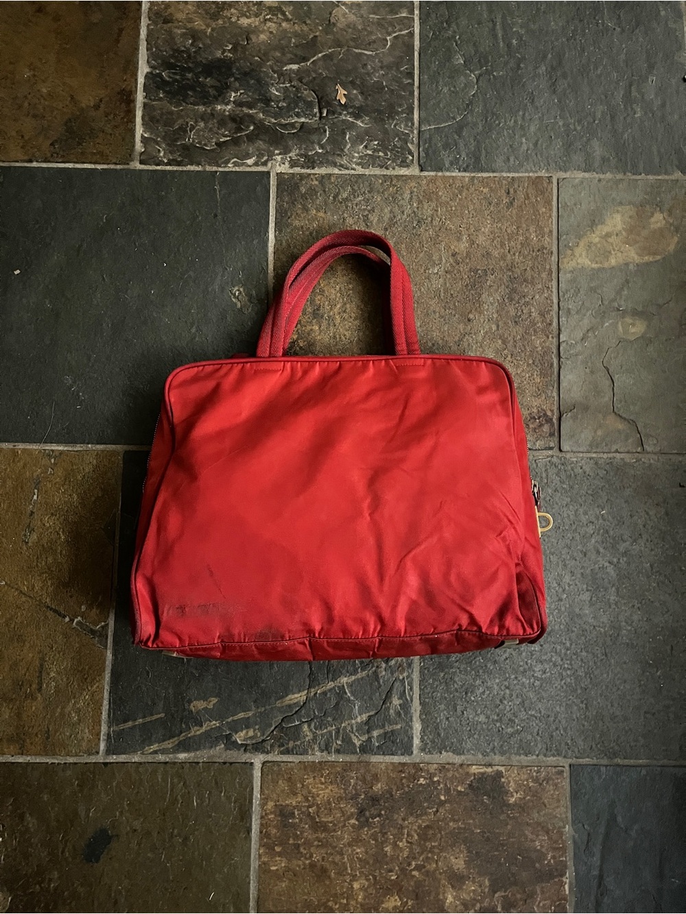 Prada Red Nylon Top Handle Bag - Picture 7 of 12